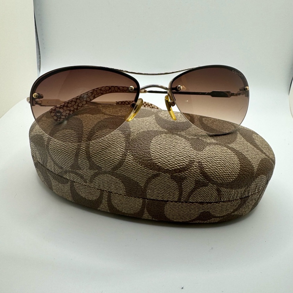 Coach Slim Aviator Sunglasses with Signature Case